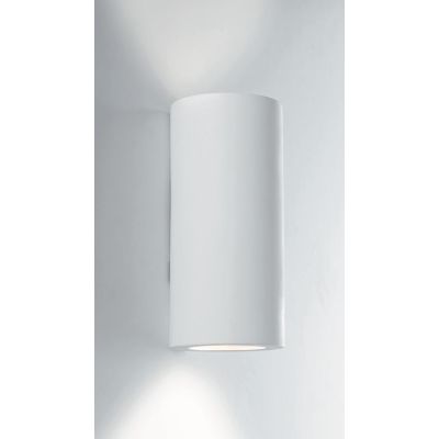 BANJIE APPLIQUE CILINDRICA H16 CM IN GESSO BIANCO VERNICIABILE LUCE SOPRA SOTTO LAMPADINE 2XGU10