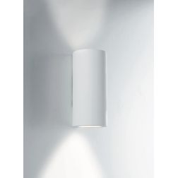 BANJIE APPLIQUE CILINDRICA H16 CM IN GESSO BIANCO VERNICIABILE LUCE SOPRA SOTTO LAMPADINE 2XGU10 2
