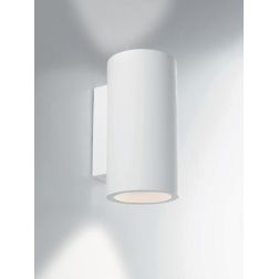 BANJIE APPLIQUE CILINDRICA H24 CM IN GESSO BIANCO VERNICIABILE LUCE SOPRA SOTTO LAMPADINE 2XGU10 2