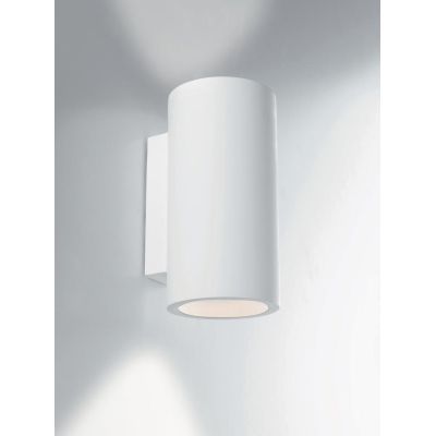 BANJIE APPLIQUE CILINDRICA H24 CM IN GESSO BIANCO VERNICIABILE LUCE SOPRA SOTTO LAMPADINE 2XGU10
