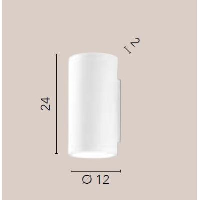 BANJIE APPLIQUE CILINDRICA H24 CM IN GESSO BIANCO VERNICIABILE LUCE SOPRA SOTTO LAMPADINE 2XGU10