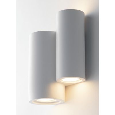 BANJIE APPLIQUE CILINDRICA DOPPIA IN GESSO BIANCO VERNICIABILE LUCE SOPRA SOTTO LAMPADINE 4XGU10