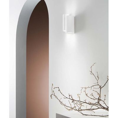 BANJIE APPLIQUE CILINDRICA DOPPIA IN GESSO BIANCO VERNICIABILE LUCE SOPRA SOTTO LAMPADINE 4XGU10
