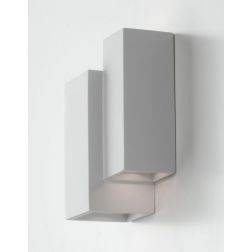 FOSTER APPLIQUE DOPPIA SQUADRATA IN GESSO BIANCO VERNICIABILE LUCE SOPRA SOTTO LAMPADINE 4XGU10