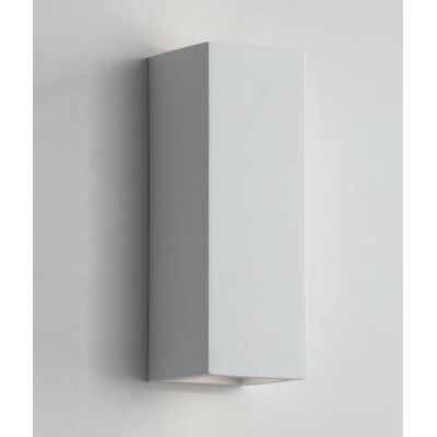 FOSTER APPLIQUE PARALLELEPIPEDO IN GESSO BIANCO VERNICIABILE LUCE SOPRA SOTTO LAMPADINE 2XGU10