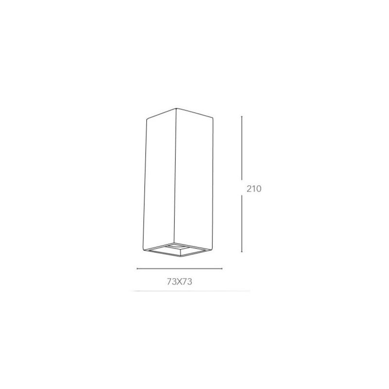 FOSTER APPLIQUE PARALLELEPIPEDO IN GESSO BIANCO VERNICIABILE LUCE SOPRA SOTTO LAMPADINE 2XGU10