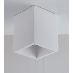 FOSTER PLAFONIERA A CUBO CM 11X11 IN GESSO BIANCO VERNICIABILE LAMPADINA 1XGU10 2