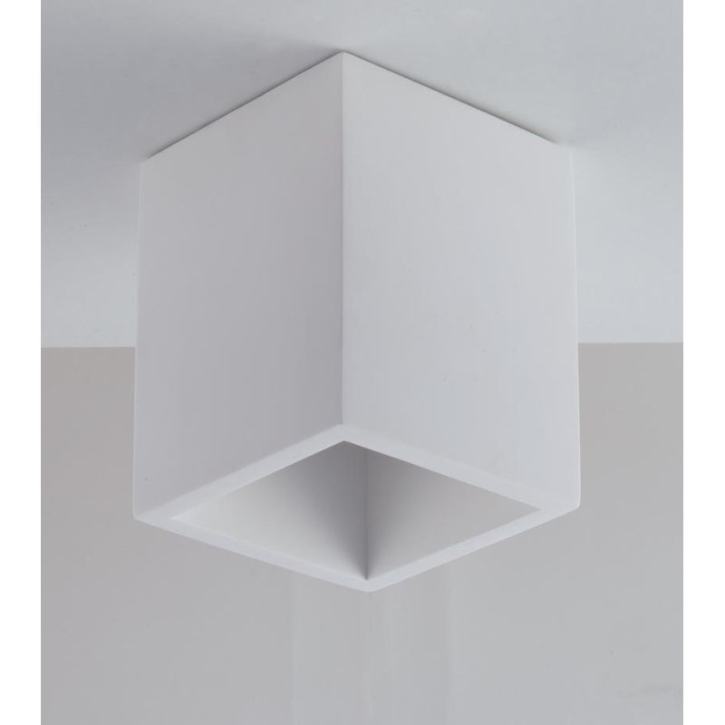 FOSTER PLAFONIERA A CUBO CM 11X11 IN GESSO BIANCO VERNICIABILE LAMPADINA 1XGU10