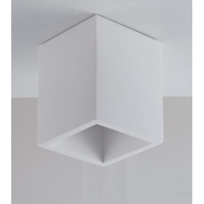 FOSTER PLAFONIERA A CUBO CM 11X11 IN GESSO BIANCO VERNICIABILE LAMPADINA 1XGU10