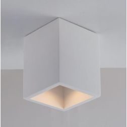 FOSTER PLAFONIERA A CUBO CM 11X11 IN GESSO BIANCO VERNICIABILE LAMPADINA 1XGU10