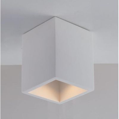 FOSTER PLAFONIERA A CUBO CM 11X11 IN GESSO BIANCO VERNICIABILE LAMPADINA 1XGU10