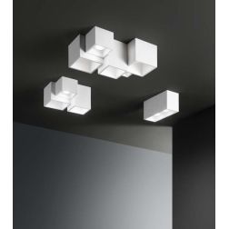 FOSTER PLAFONIERA RETTANGOLARE IN GESSO BIANCO VERNICIABILE LAMPADINE 2XGU10 2