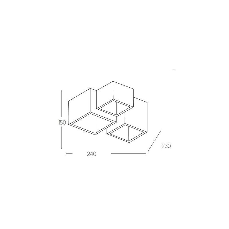 FOSTER PLAFONIERA 3 CUBI IN GESSO BIANCO VERNICIABILE CON LAMPADINE 3XGU10 MODERNO