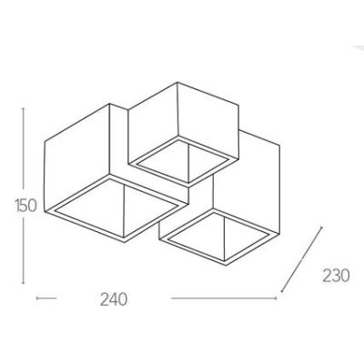 FOSTER PLAFONIERA 3 CUBI IN GESSO BIANCO VERNICIABILE CON LAMPADINE 3XGU10 MODERNO