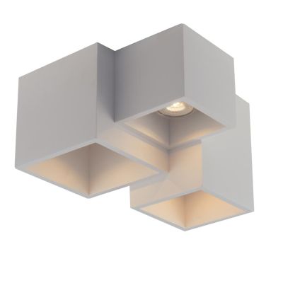 FOSTER PLAFONIERA 3 CUBI IN GESSO BIANCO VERNICIABILE CON LAMPADINE 3XGU10 MODERNO