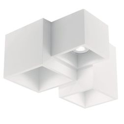 FOSTER PLAFONIERA 3 CUBI IN GESSO BIANCO VERNICIABILE CON LAMPADINE 3XGU10 MODERNO 2
