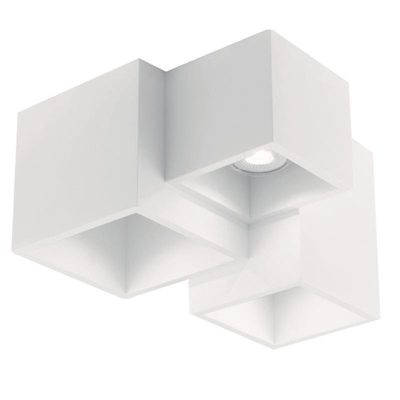 FOSTER PLAFONIERA 3 CUBI IN GESSO BIANCO VERNICIABILE CON LAMPADINE 3XGU10 MODERNO
