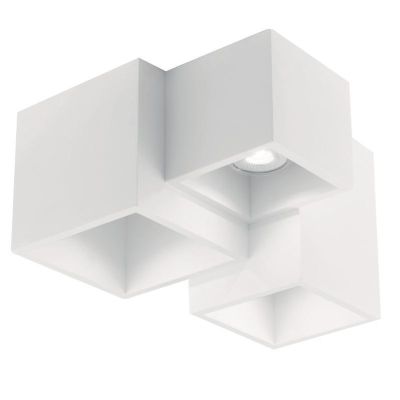 FOSTER PLAFONIERA 3 CUBI IN GESSO BIANCO VERNICIABILE CON LAMPADINE 3XGU10 MODERNO