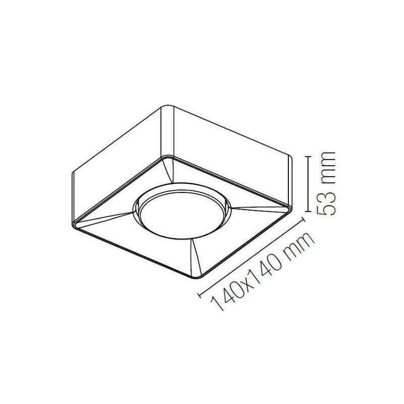 ATHEN PLAFONIERA PICCOLA QUADRATA IN GESSO BIANCO VERNICIABILE LAMPADINA ATTACCO GX53