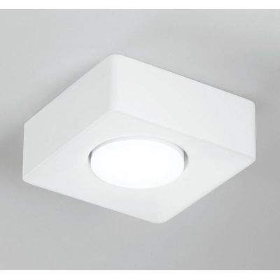 ATHEN PLAFONIERA PICCOLA QUADRATA IN GESSO BIANCO VERNICIABILE LAMPADINA ATTACCO GX53