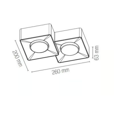 ATHEN PLAFONIERA 2 LUCI QUADRATA IN GESSO BIANCO VERNICIABILE LAMPADINE ATTACCO GX53