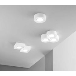 ATHEN PLAFONIERA 2 LUCI QUADRATA IN GESSO BIANCO VERNICIABILE LAMPADINE ATTACCO GX53 2