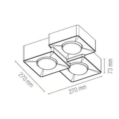 ATHEN PLAFONIERA 3 LUCI QUADRATA IN GESSO BIANCO VERNICIABILE LAMPADINE ATTACCO GX53