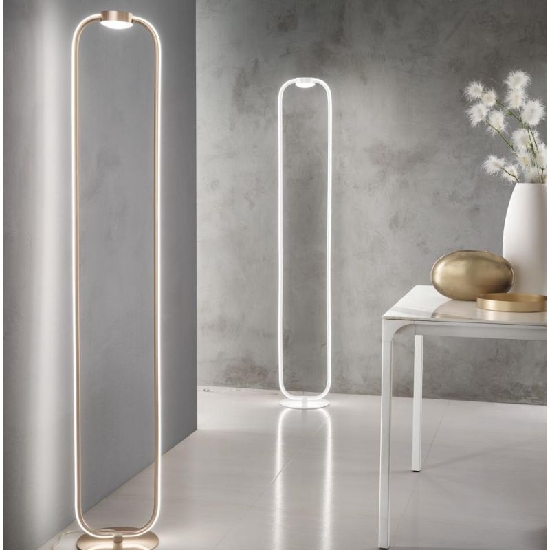ALFA PIANTANA ALTEZZA 168 CM ORO, BIANCO O NERO LED 35W LUCE 3000K DIMMERABILE MODERNA ONDALUCE CICIRIELLO - Cristalensi Shop On