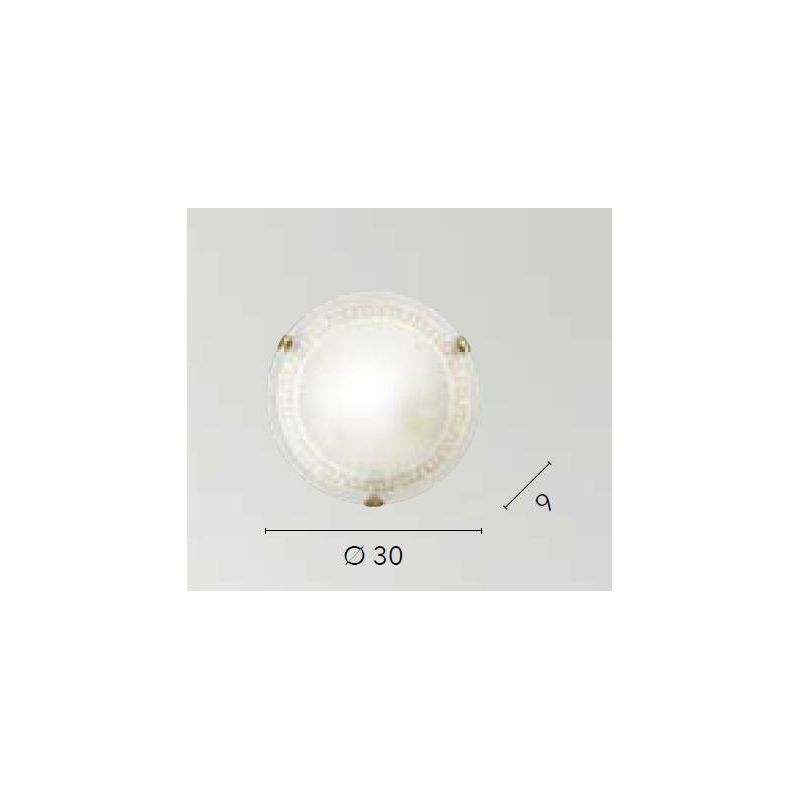 TRECENTO PLAFONIERA CLASSICA D30 o 40 CM IN VETRO EFFETTO MARMO CON DECORI LAMPADINE E27