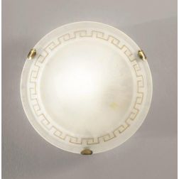 TRECENTO PLAFONIERA CLASSICA D30 o 40 CM IN VETRO EFFETTO MARMO CON DECORI LAMPADINE E27