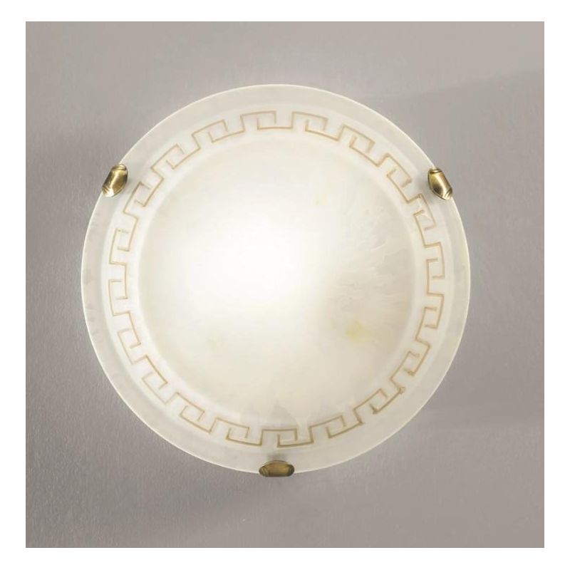 TRECENTO PLAFONIERA CLASSICA D30 o 40 CM IN VETRO EFFETTO MARMO CON DECORI LAMPADINE E27