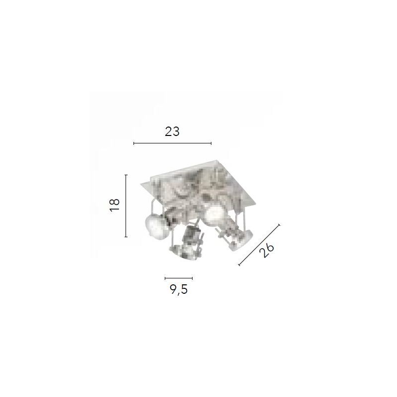 PLAFONIERA CON 4 SPOT ORIENTABILI IN METALLO FINITURA NICHEL LAMPADINE INCLUSE 4xGU10