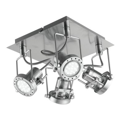 PLAFONIERA CON 4 SPOT ORIENTABILI IN METALLO FINITURA NICHEL LAMPADINE INCLUSE 4xGU10