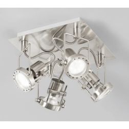 PLAFONIERA CON 4 SPOT ORIENTABILI IN METALLO FINITURA NICHEL LAMPADINE INCLUSE 4xGU10 2