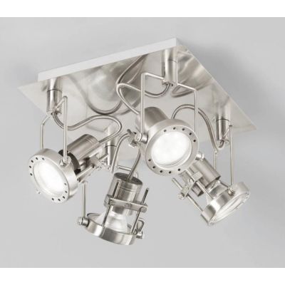PLAFONIERA CON 4 SPOT ORIENTABILI IN METALLO FINITURA NICHEL LAMPADINE INCLUSE 4xGU10