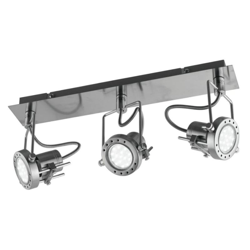 PLAFONIERA APPLIQUE CON 3 SPOT ORIENTABILI IN METALLO FINITURA NICHEL LAMPADINE INCLUSE 3xGU10