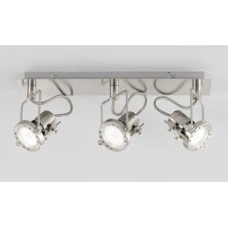 PLAFONIERA APPLIQUE CON 3 SPOT ORIENTABILI IN METALLO FINITURA NICHEL LAMPADINE INCLUSE 3xGU10