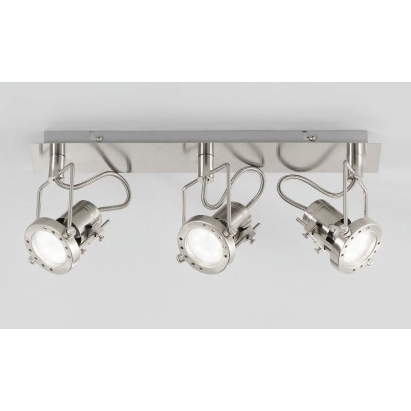 PLAFONIERA APPLIQUE CON 3 SPOT ORIENTABILI IN METALLO FINITURA NICHEL LAMPADINE INCLUSE 3xGU10