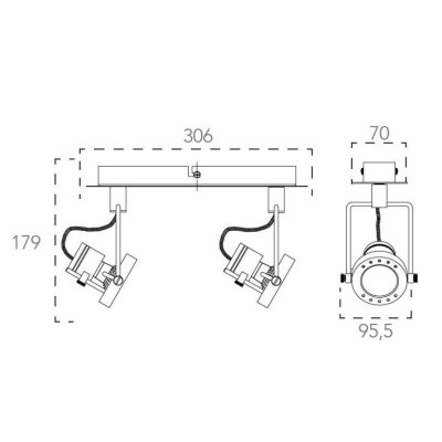 PLAFONIERA APPLIQUE CON 2 SPOT ORIENTABILI IN METALLO FINITURA NICHEL LAMPADINE INCLUSE 2xGU10