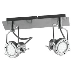 PLAFONIERA APPLIQUE CON 2 SPOT ORIENTABILI IN METALLO FINITURA NICHEL LAMPADINE INCLUSE 2xGU10 2