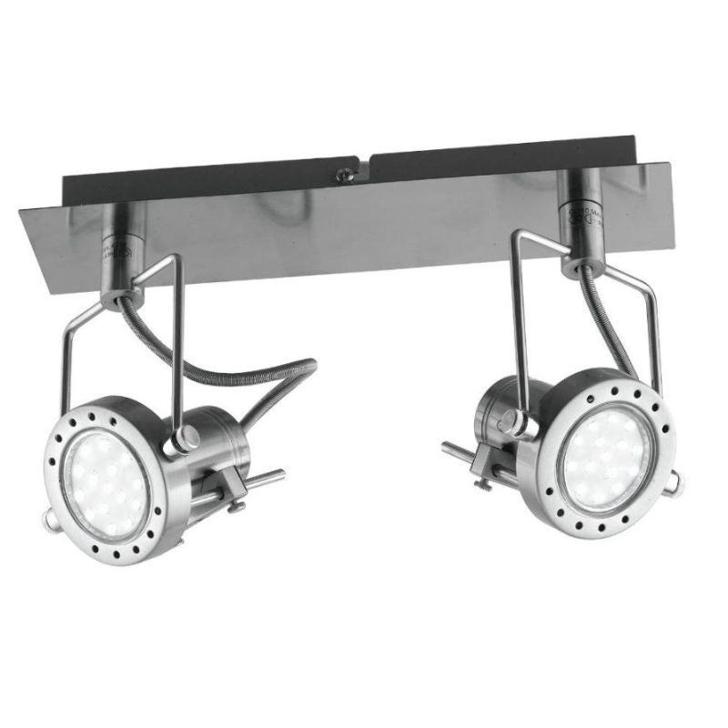 PLAFONIERA APPLIQUE CON 2 SPOT ORIENTABILI IN METALLO FINITURA NICHEL LAMPADINE INCLUSE 2xGU10