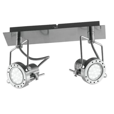PLAFONIERA APPLIQUE CON 2 SPOT ORIENTABILI IN METALLO FINITURA NICHEL LAMPADINE INCLUSE 2xGU10