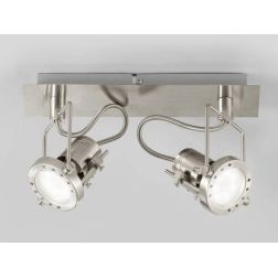 PLAFONIERA APPLIQUE CON 2 SPOT ORIENTABILI IN METALLO FINITURA NICHEL LAMPADINE INCLUSE 2xGU10
