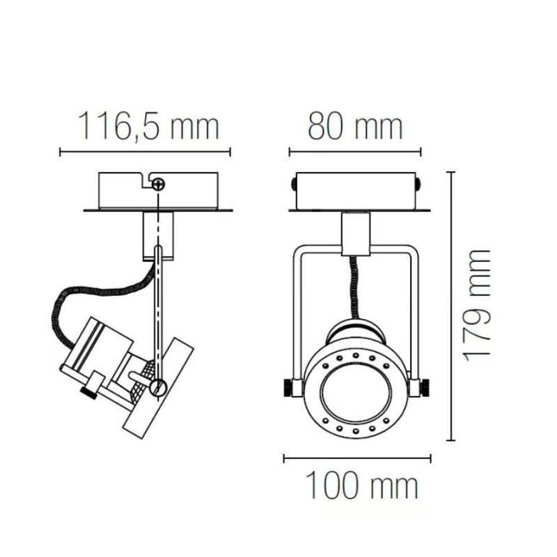 FARETTO A SOFFITTO O PARETE CON SPOT ORIENTABILE IN METALLO FINITURA NICHEL LAMPADINA INCLUSA GU10