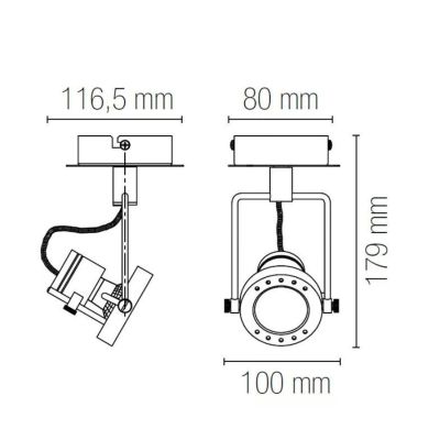 FARETTO A SOFFITTO O PARETE CON SPOT ORIENTABILE IN METALLO FINITURA NICHEL LAMPADINA INCLUSA GU10