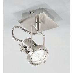 FARETTO A SOFFITTO O PARETE CON SPOT ORIENTABILE IN METALLO FINITURA NICHEL LAMPADINA INCLUSA GU10