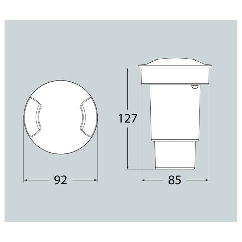 CECI 90 DUE TAGLI INCASSO CARRABILE IP67 IN RESINA NERA CON LAMPADINA LED SOSTITUIBILE