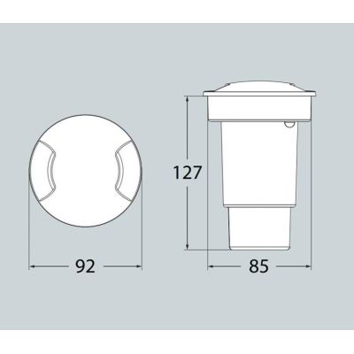 CECI 90 DUE TAGLI INCASSO CARRABILE IP67 IN RESINA NERA CON LAMPADINA LED SOSTITUIBILE