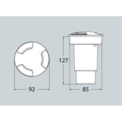 CECI 90 TRE TAGLI INCASSO CARRABILE IP67 IN RESINA NERA CON LAMPADINA LED SOSTITUIBILE