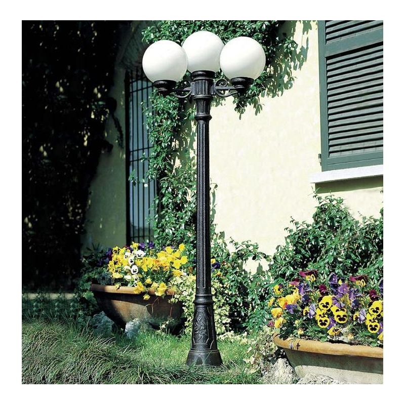 GIGIBISSO G250 LAMPIONE CON 3 DIFFUSORI A GLOBO D25CM IN RESINA NERA ALTEZZA 205 CM IP55